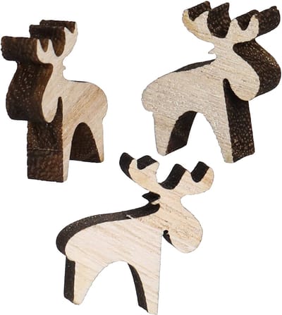 Strooidecoratie hout elanddecoratie naturel bruin 2x2,5cm 108 st, 108