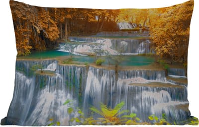 Buitenkussens - Tuin - Waterval - Herfst - Bomen - Bruin - Water - 50x30 cm