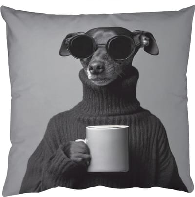 Sierkussens - Kussentjes Woonkamer - 50x50 cm - Coltrui - Hond - Bril - Mok