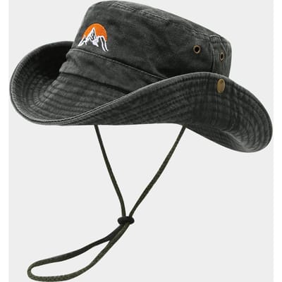 Gewassen Katoen Borduurwerk Visser Vissers Hoeden Bucket Hat Voor Mannen Vrouw Buiten Cap Brede Rand Zomer Wandelen Kamperen Hoed black