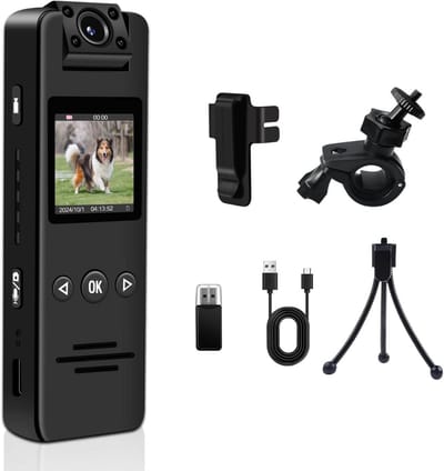 CLVP® Bodycam - Action Cam - Spycam - Bewegingsdetectie - 180º Draaibare Lens - Bodycam Politie - Full HD - Zwart
