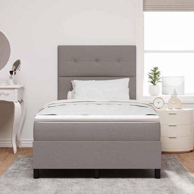 vidaXL - Boxspring - bed - met - kussen - met - hoofdeinde - Taupe - 120 - x - 190 - cm - Stof