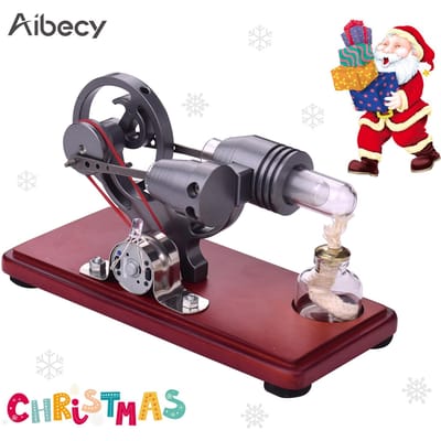 Aibecy Style rétro moteur à air chaud Stirling modèle de moteur générateur d'électricité de conception de volant d'inertie en dollars avec chaîne de lumière LED colorée multicolore