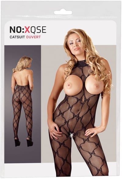 Catsuit open cups en open kruisje - Plus Size