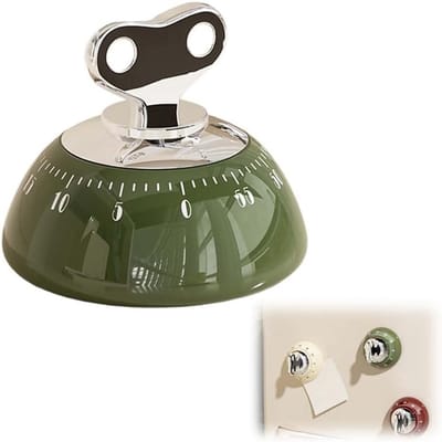 Visuele timer - Mechanische keukentimer - Magnetische keukentimer - Elegante retro 60-minuten afteltimer met geluidsalarm, geschikt voor koken, kantoorwerk en studeren (groen)