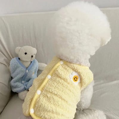 Vêtements pour animaux de compagnie automne hiver moyen petit chien gilet en peluche mignon pull chaud velours chaton chiot doux cardigan chihuahua animaux de compagnie 1 pièces S