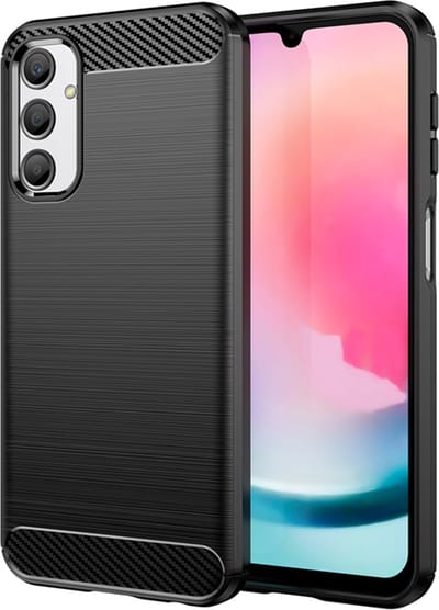 Hoesje geschikt voor Samsung Galaxy A25 - Techsuit Carbon Silicone Back Cover - Zwart