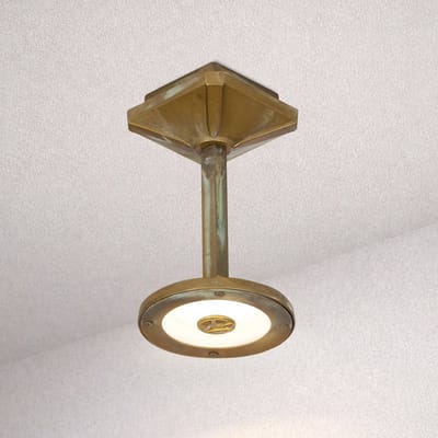 Moretti Luce LED buiten plafondlamp Aura Disk, hoogte 20 cm, antiek messing