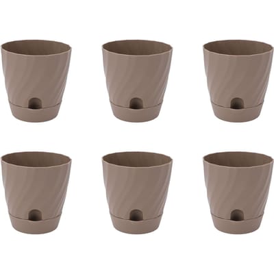 6 pièces Pot de fleurs en plastique Jardinage Conteneur pour plantes Jardinière en plastique légère pour Maison Balcon Jardin marron
