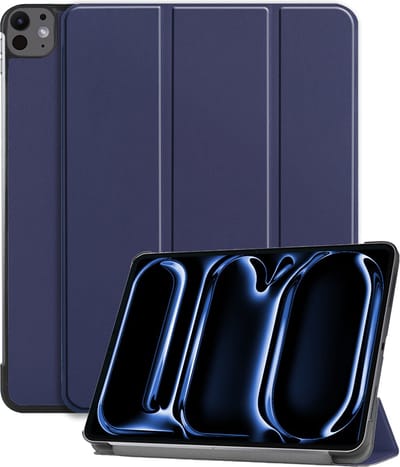 Hoesje - Geschikt voor Apple iPad Pro (2024/2025) - 11 inch - Dun & Stevig - Hardcover Book Case - Trifold Bookcase Hoes - Hard Cover - Tablethoes - Donkerblauw