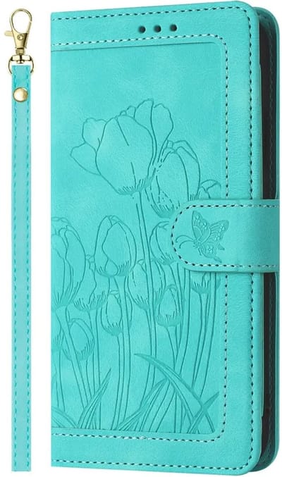 Hoesje Geschikt voor Samsung Galaxy A37 | Portemonnee Tulpen Book Case | Beschermhoes | Magneet Sluiting | Groen