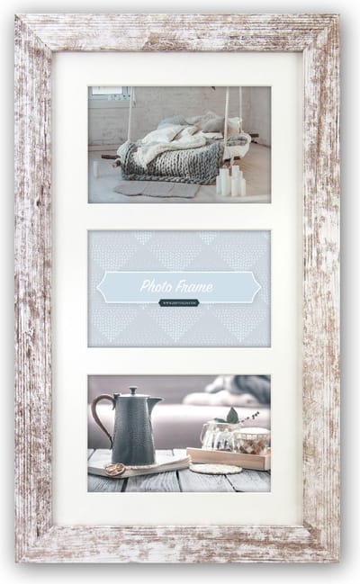 ZEP - Houten multi fotolijst wit/bruin Nelson 6 3Q voor 3 foto's 13x18 - V23136