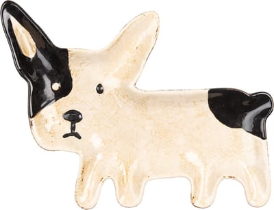 Clayre & Eef Serveerschaal Hond 23x18 cm Beige Zwart Keramiek
