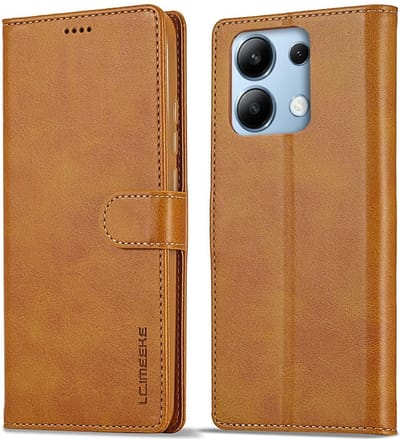 LC.IMEEKE Hoesje - Geschikt voor Xiaomi Redmi Note 13 Pro 4G / Poco M6 Pro 4G Hoesje - LC.IMEEKE Luxe Book Case - Bruin