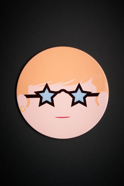 BLOGO Design Keramiek / Kurk panonderzetter "THE ROCK - ELTON JOHN" The Icons Collection Limited Edition D20cm Gewicht 400 gr