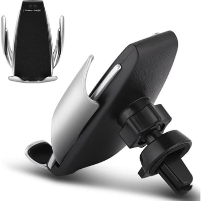 Support de téléphone de voiture, chargeur sans fil, charge rapide, visualisation mains libres, serrage automatique gray