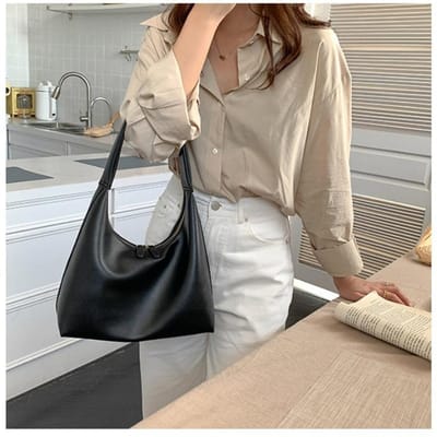 Koreaanse Versie van Zachte Pitot Tas voor Dames Retro Eenvoudige Schoudertas Niche Design Grote Capaciteit Commutertas