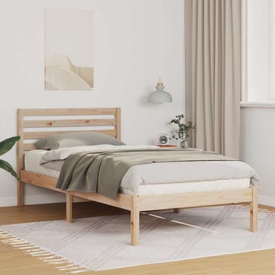 vidaXL - Bedframe - met - hoofdeinde - Bruin - 90 - x - 200 - cm - Massief - grenenhout