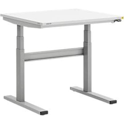 Treston TED Werktafel M750 ESD, B 900 x D 800 mm, elektrisch in hoogte verstelbaar, T-voet, lichtgrijs RAL 7025