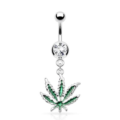 Navelpiercing weed plantje - zilver - LMPiercings