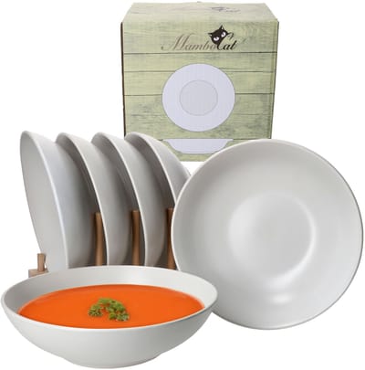 Set van 6 soepborden 20,5cm Wit Biata steengoed