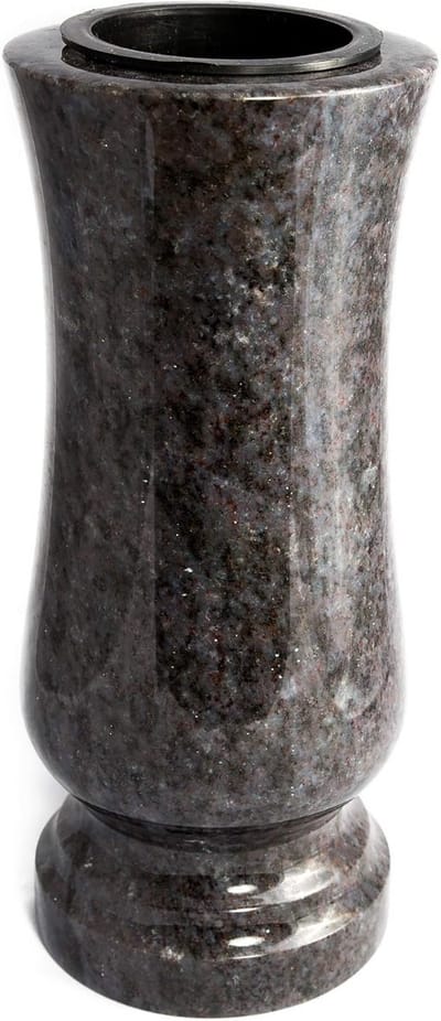 Grafvaas Graniet - Decoratieve Vaas - Graf Decoratie - Vorstbestendig Weerbestendig - Hoogte 28cm - Donker
