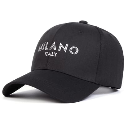 Unisex Milano Letter Borduur Baseballpetten Lente Herfst Buiten Verstelbare Casual Petten Zonbescherming Pet black
