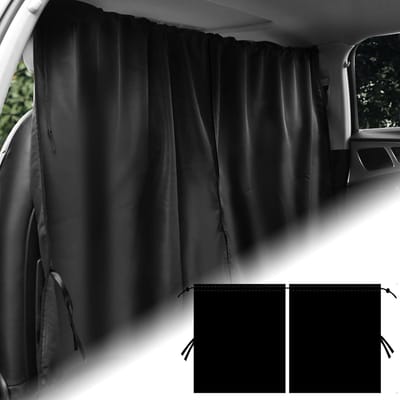Famanu - Auto-scheidingsgordijn 100 × 180 cm, afneembaar, geschikt voor reizen en kamperen – Zwart