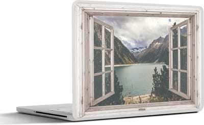 Laptop sticker - 11.6 inch - Doorkijk - Water - Berg - 30x21cm - Laptopstickers - Laptop skin - Cover