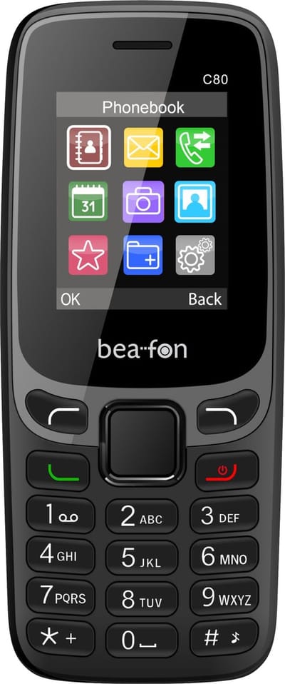 Beafon C80 LTE 4G eenvoudige gsm 4,5 cm (1.77") 67 g Zwart