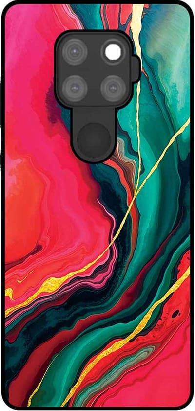 Smartphonica Telefoonhoesje Geschikt voor Huawei Mate 30 Lite met Rood Groen Marmer Opdruk - TPU Backcover Case Red Green Marble Design geschikt voor Huawei Mate 30 Lite