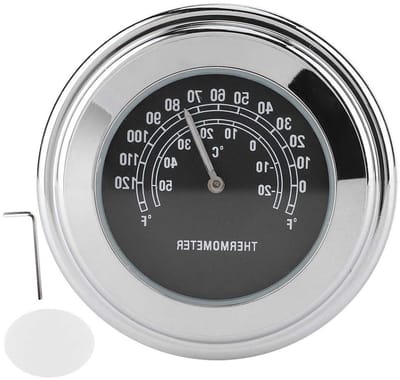 Stuurthermometer Motorfiets - Fietsthermometer Clip-on - Temperatuur Aflezen - Weerbestendig Aluminium - -20℃ 50℃ - Zwart