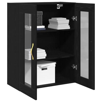 vidaXL - Wandkast - Zwart - Eiken - 69,5 - x - 34 - x - 90 - cm - Bewerkt - hout