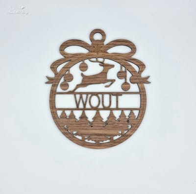 [Nice Little Things] - Maxi Kerst Ornament - Met naam - Walnoot - Rendier