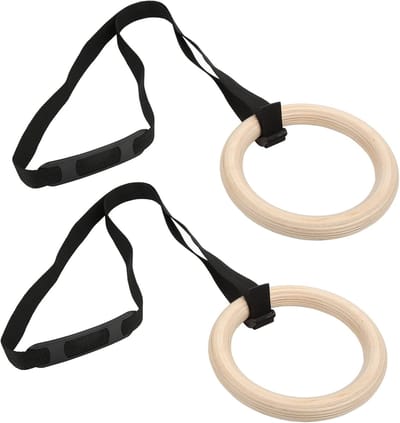 Gymnastiekringen Houten - Pull-up Ringen - Homegym Training - Hoge Draagkracht - Verstelbare Riemen