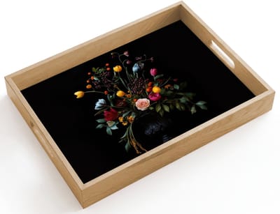 Dienblad hout 40x30 cm - Schootdienblad - Klassiek - Vaas - Boeket - Bloemen - Borrelplank rechthoek - Plateau dienbladen