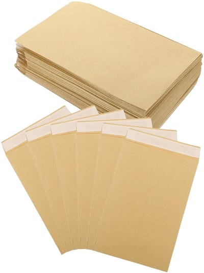 Dailygoods - Enveloppen met venster, 50 stuks, zelfklevend, vensterenveloppen met plakstrips, voor bruiloftsuitnodigingen, wenskaarten, verjaardagskaarten, enveloppen, bruin, 16,2 x 22,9 cm