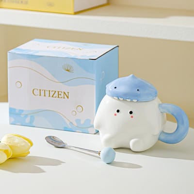 Creatieve Handgetekende Dieren Cartoon Keramische Kop Schattige Huishoudelijke Mok Grote Capaciteit Drinkbeker Design Sense 301-400ml