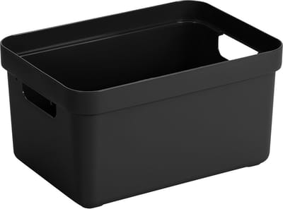 Sunware Opbergbox Sigma - 3x stuks - kunststof - zwart - 5 liter - Opbergbakken/opbergers - 25,2 x 18 x 12,2 cm