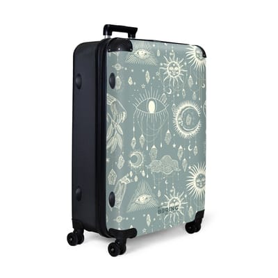 NoBoringSuitcases.com® - Koffer groot - Reiskoffer lichtgewicht - Blauw met bohemian patroon - Rolkoffer met 4 wielen - Grote trolley XL - 98 liter bagage