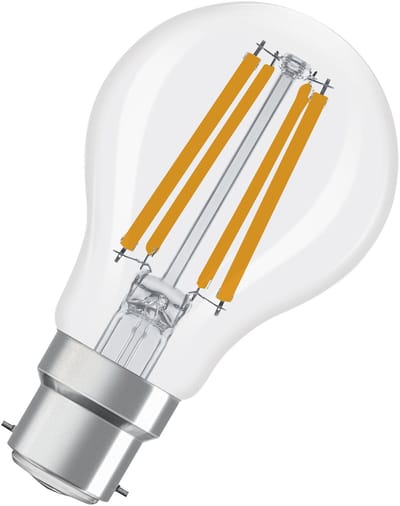 OSRAM LED-lamp Superstar bolvorm A60 filament dimbaar, 2700 K warm wit, 5,9 W, B22d, helder, 806 lm, voor plafond- en staande lampen, 15.000 uur