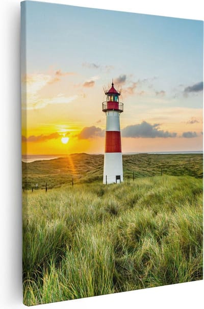 Artaza Canvas Schilderij Zonsondergang Strand - 40x50 cm - Wanddecoratie Zeezicht - Muurdecoratie Duinen - Kamer Accessoires