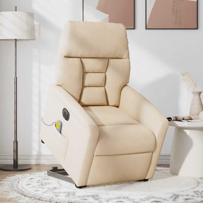 vidaXL - Sta-op-massagestoel - elektrisch - verstelbaar - microvezelstof - beige
