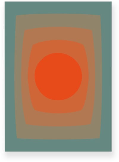 Poster 20x30 cm - Abstracte Kleurovergang - Cirkel - Oranje - Groen - Vintage - Op-Art - Muurdecoratie - Wanddecoratie