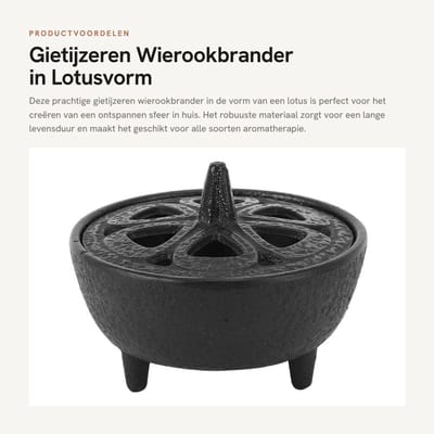 Dailygoods- Wierookbrander Zwarte Lotusvorm - Wierookhouder - Wierook Stokjes - Vintage Rookschaal - Aromatherapie - Robuust Materiaal
