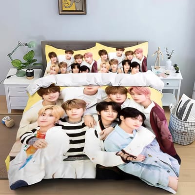 KPOP Dekbedovertrek Kussensloop S-Stray-K-Kids Beddengoed Set Volwassene Jongen Meisje Slaapkamer Decoratie Kindercadeau Enkel Dubbel Grote Maat 150*200cm 3pcs