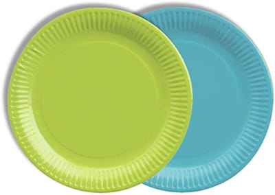 20x 12 Borden karton rond Ø 18 cm assorti kleuren - limoengroen/turkoois