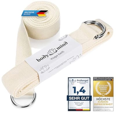 Yogariem van 100% Natuurlijk Katoen - 250 cm - D-ring Sluiting voor Yoga, Pilates en Fitness