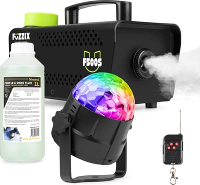 Fuzzix Partyset met F500 rookmachine - 1L rookvloeistof - Tornado Discolamp