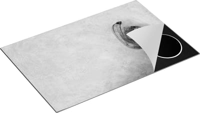 Chefcare Inductie Beschermer Twee Courgettes op Grijze Marmer - Groente - Zwart Wit - 80x50 cm - Afdekplaat Inductie - Kookplaat Beschermer - Inductie Mat